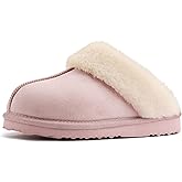 Nuhaus Women's Fuzzy Slippers, Warm and Cozy Slip On Fluffy Winter House Shoes for Women, Comfy Faux Suede Ladies House Slippers Indoor and Outdoor with Memory Foam