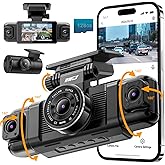 IIWEY N5 4 Channel Dash Cam 360° View, 1080P Front and Rear Inside, Left Right Dash Camera for Cars, 8 IR Lamps Night Vision, 5G WiFi & APP Control, G-Sensor, Parking Mode, with a Free 128GB SD Card