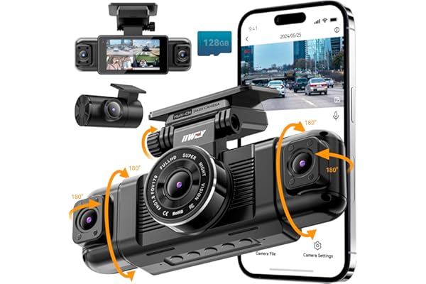 IIWEY 3-Channel Dashcam with Interior Camera