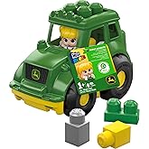 MEGA BLOKS John Deere Toddler Building Blocks Toy Set, Lil’ Tractor with 6 Pieces and Storage, 1 Figure, Green , Ages 1+ Years