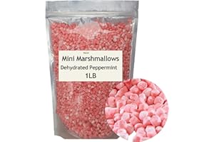 ASOZI Dehydrated Peppermint Marshmallow Bits 16oz Hot Chocolate Toppings Peppermint Miniatures Perfect for Desserts & Cereals - Bulk Dehydrated Marshmallows Bits for Holiday Treats 1LB