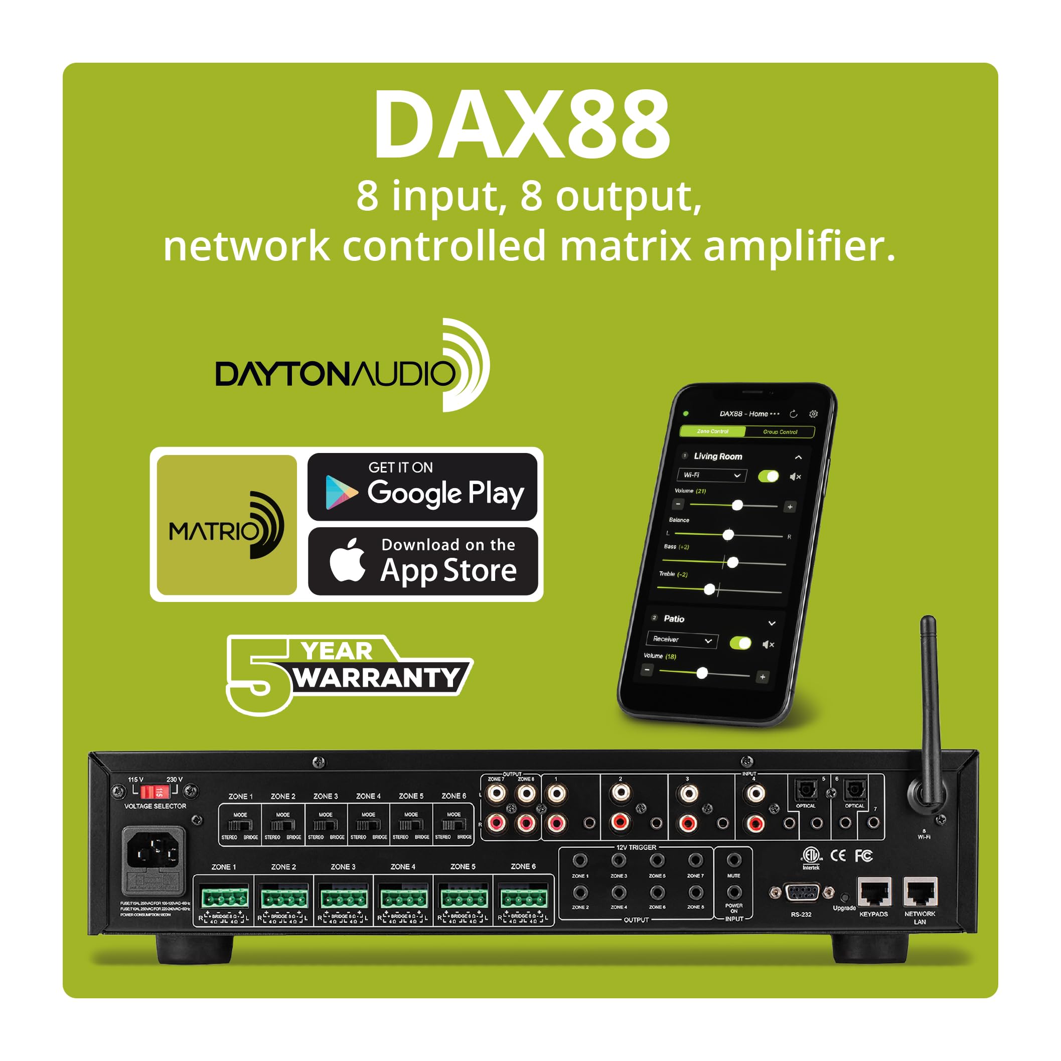 Mua Dayton Audio DAX88 8-Source 8-Zone Bridgeable Distributed Audio ...