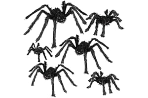 Dreampark Halloween Spider Decorations, 6 Pcs Realistic Hairy Spiders Set, Scary Spider Props for Indoor, Outdoor and Yard Creepy Decor (6 Different Sizes)