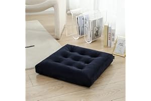 Getmo Resin Large Floor Pillows,Square Meditation Pillow,Microsuede Sitting Pillows Floor Cushion for Yoga Living Room Balcony Office Outdoor,Seat Cushion Tatami for Chair Sofa,22x22 Inch,Navy