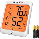 TempPro TempAir Digital Hygrometer Indoor Thermometer for Home | Temperature Humidity Sensor with Comfort Indicator &amp; Max Min Records, Backlit Display Room Thermometer Humidity Meter