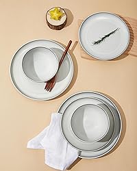 Pokini 16 Piece Double Bowl Dinnerware Sets with