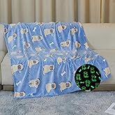 HLGBED Dog Kids Throw Blanket Glow in The Dark-Cute Blue Dog Gifts for 2 3 4 5 6 7 8 9 10 Years Old Girls Boys Teens 50x60