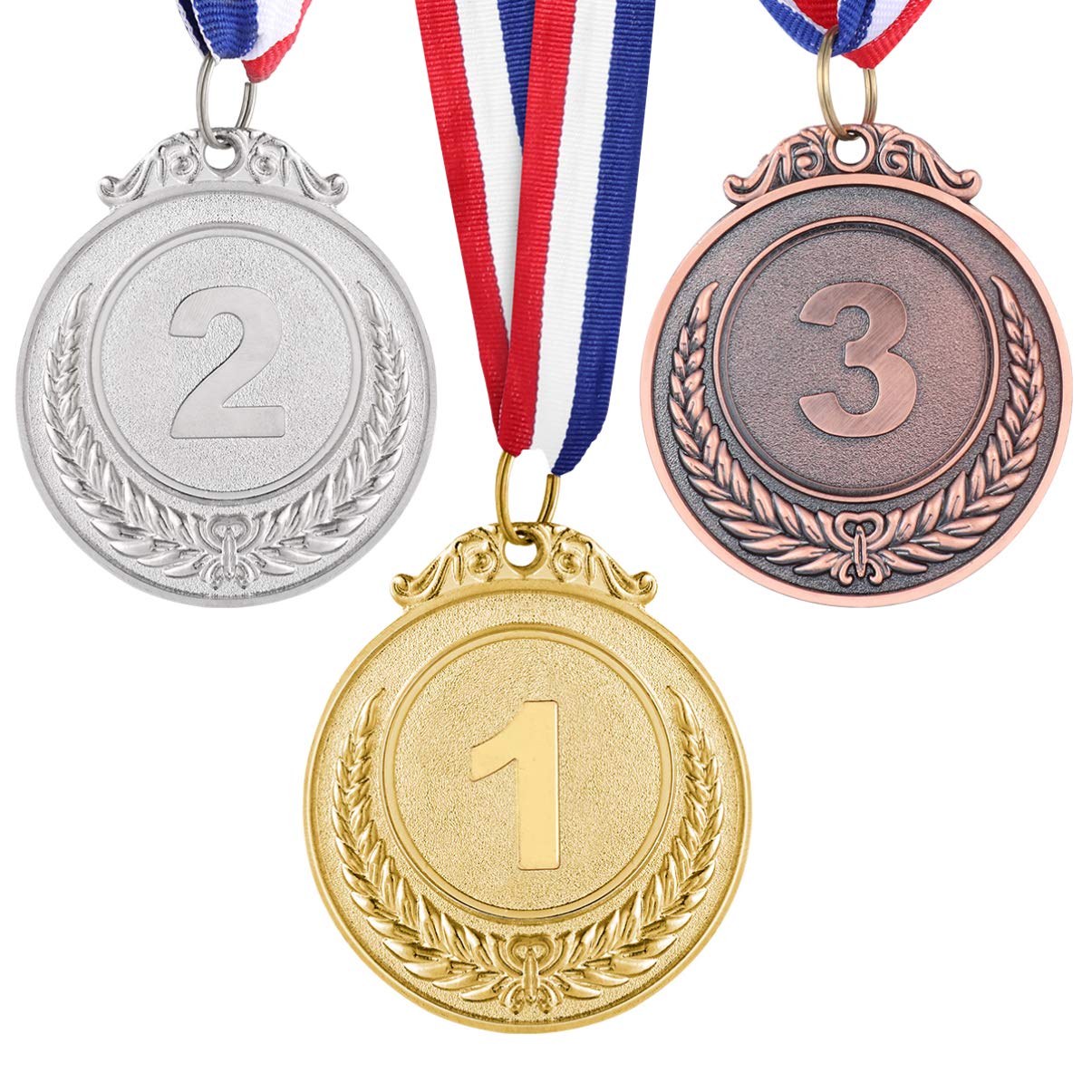 Toyandona Metal Award Medals with Neck Ribbons for Sports Academics Competitions 1St 2Nd 3Rd Place Gold Silver Bronze Sports Medals Diameter 2 Inches