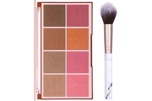 MARBUROLY 8 Colors Face Matte Blush Palette Shading Blusher - Buildable Facial Cheek Blusher Contour Bronzing Pressed Powder Makeup Pallet Women Gift Set (8 Colors Blush Contour Palette with brush)