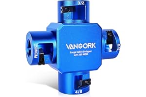 VANSORK 10380 Large Cable Stripper (2/0-250 MCM), 4-in-1 Clover Design Heavy-Duty Cable Stripping and Cutting Tool, Large Gau