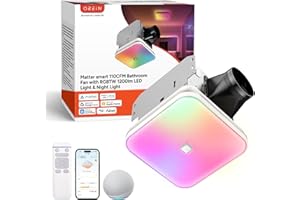 OREiN Matter Smart Bathroom Fan with Light, Quiet 110 CFM Exhaust Fan, AI Lighting Creator, 24-Zone DIY Color+ 65 Dynamic Effects, 2700K–6500K, Works with Alexa/Google Home/Apple Home/SmartThings