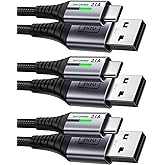 INIU USB to USB C Cable, [3 Pack, 6.6FT+1.6FT] 3.1A Type C Cord Fast Charging, Nylon USB A to USB-C Android Charger Cable for Samsung Galaxy S24 S23 S22 S21 S10 S9 iPhone 16 15 Pro Pixel 9 8 7 etc.