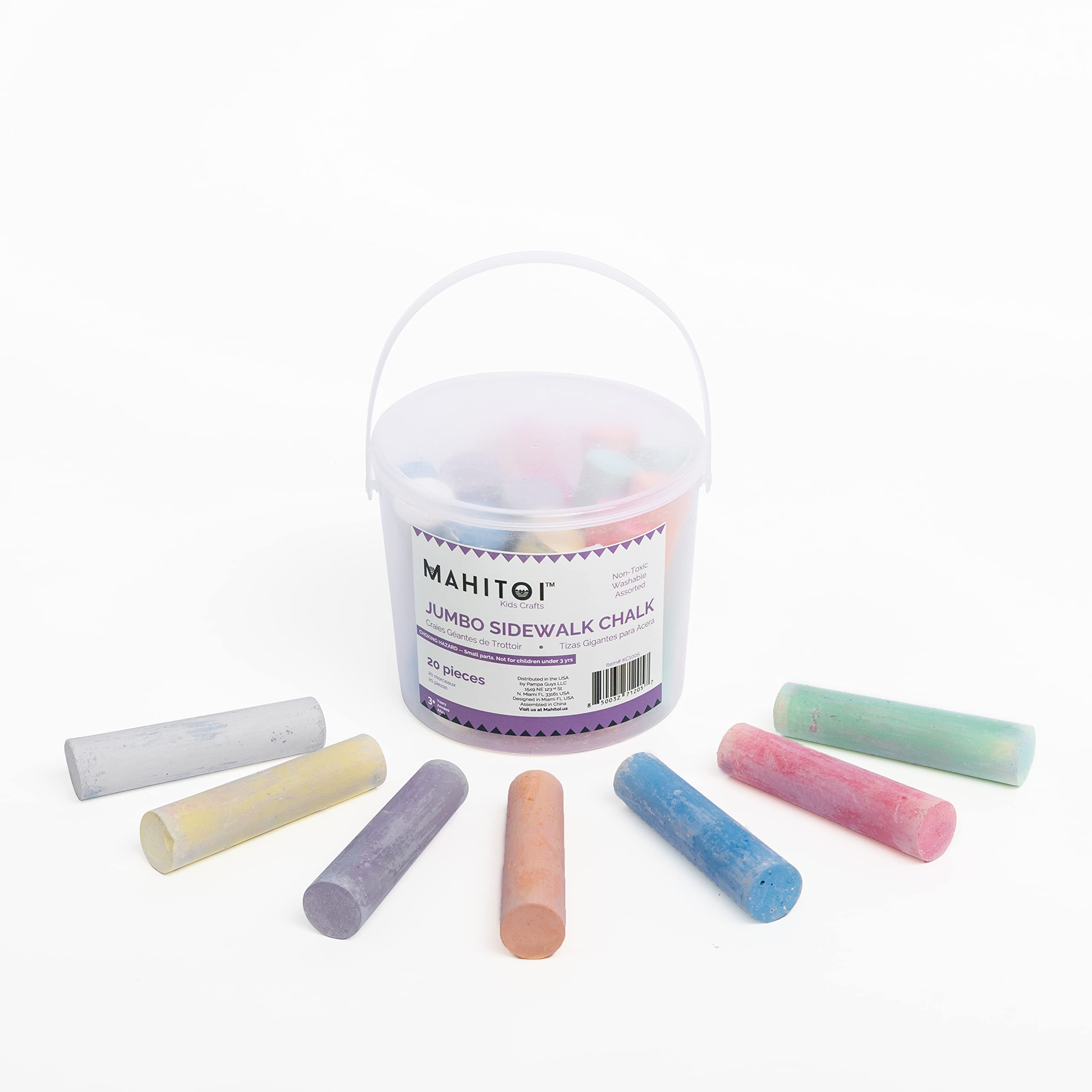 Washable Jumbo Sidewalk Chalk – Non-Toxic Multicolor Chalk for Kids, Outdoor Fun, Easy-to-Grip Sticks – Toddler Art Supplies (Pack of 20)