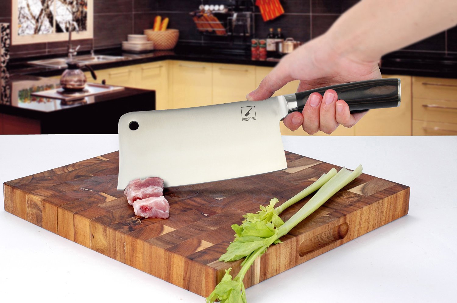 IMarku 7Inch Chinese Vegetable Knives，StainlessSteel ChopperCleaver