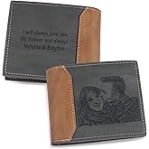 Gemszoo Custom Wallet Personalized Photo Leather Picture Wallet for Men Father, Style 8, Slim
