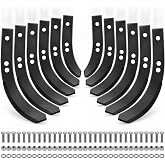 Hicarer 12 Pcs Replacement Tiller Tines, Includes 6 Left-Handed Cultivator Tines 6 Right-Handed Rotavator, with 36 Screws and Nuts, 1.25" Wide x 11" Long, Tiller Blade Accessories