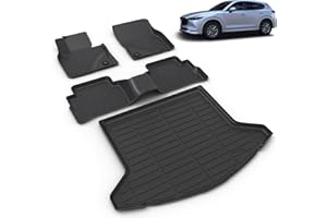 VOUKIY All Weather Car Floor Mats & Cargo Liner Set Fit for Mazda CX-5 2025 2024 2023 Floor Liners Trunk Liner CX5 Cargo Mat Accessories Black