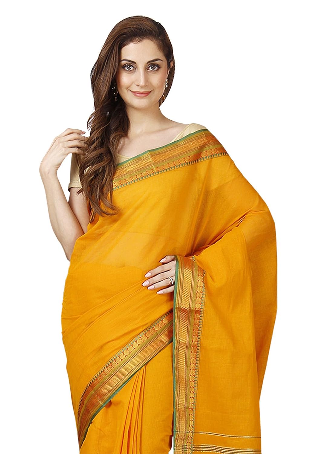 pavecha's women's venkatagiri cotton saree (mk4108, gold)
