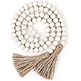 Syyflibb 58” Wood Bead Garland Coffee Table Decor Farmhouse Beads Home Decor for Living Room, Shelf, Tiered Tray, Rustic Boho