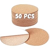 KITLAB 50 Pcs Self-Adhesive Cork Sheets for DIY Coasters, 4 Inch Round Backing Cork Tiles Mat with Strong Adhesive-Backed for DIY Crafts Adhesive Cork Board