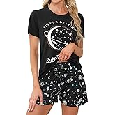 TeJoyce Women's Pajamas Sets Cotton Short Sleeve with Shorts 2 Piece Loungewear Cute Print Ladies Nightwear Summer Sleepwear