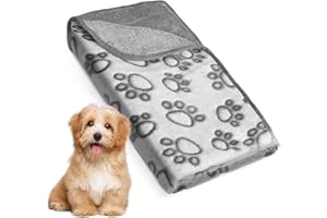 PISPETS Pet Blanket for Dogs and Cats - 32 * 24 Inch Soft Cozy Blanket with Lovely Paw Prints Fit for Sofa Bed and Floor (Grey)