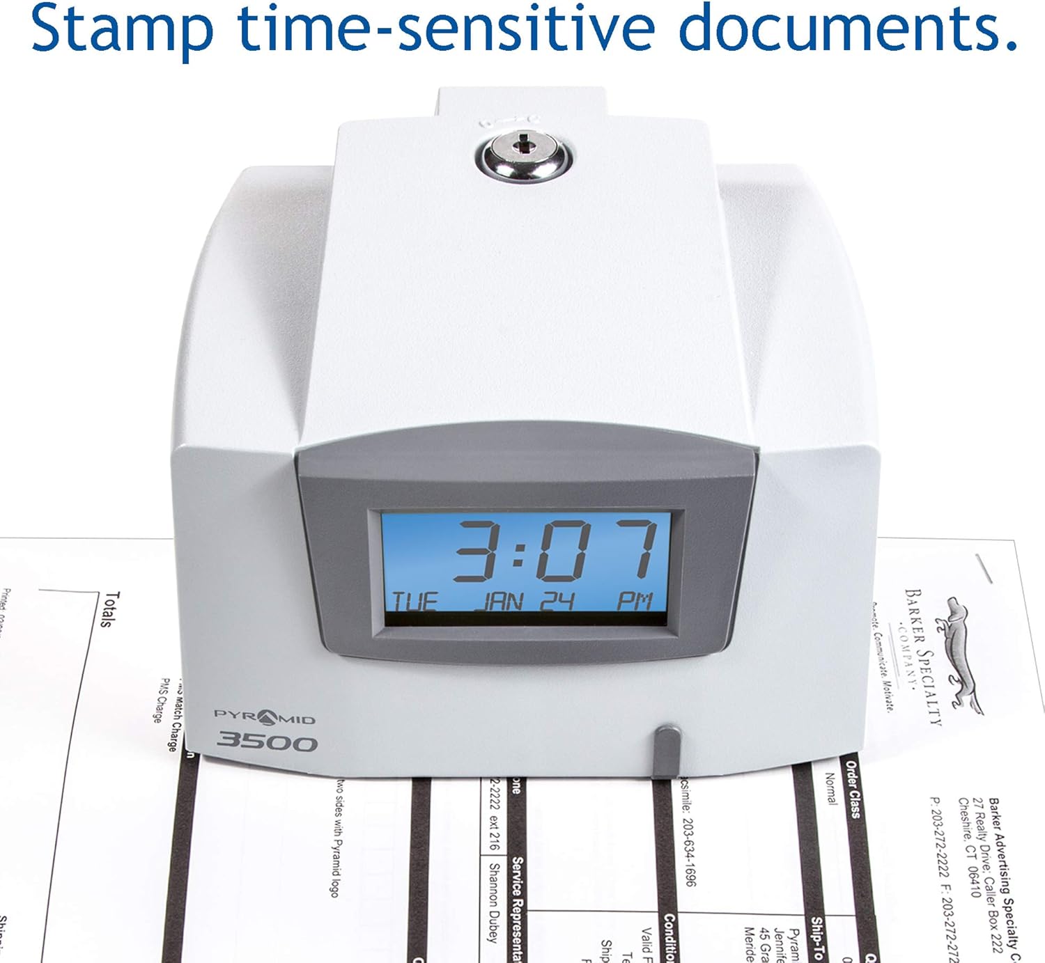 Pyramid Time Systems, Model 3500 Multi-Purpose Time Clock and Document Stamp, includes 25 time cards, ribbon, 2 security keys and user guide, Made in the USA: Electronics