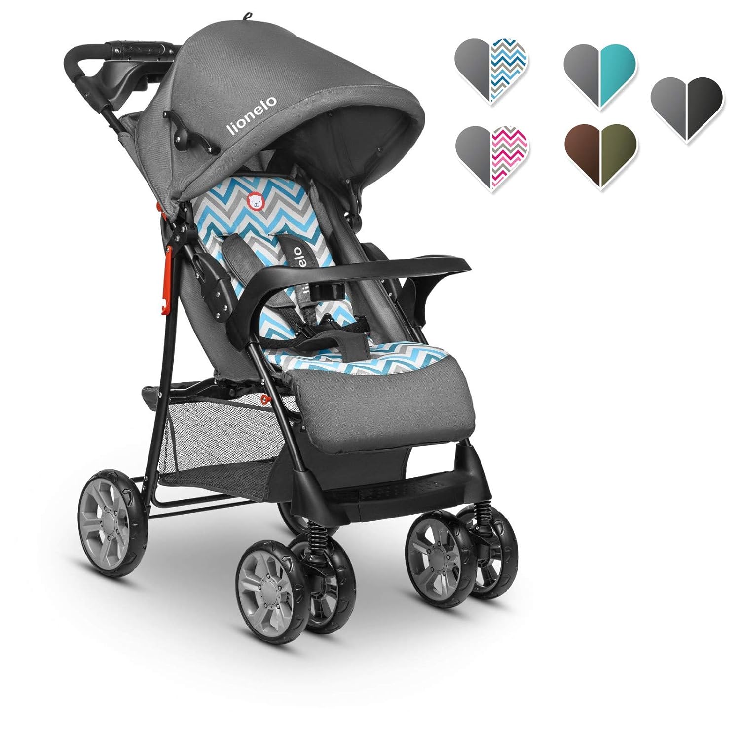 Lionelo Emma Plus Kinderwagen Kindersportwagen leicht modern klein Buggy mit Liegeposition zusammenklappbar (Blue Scandi)