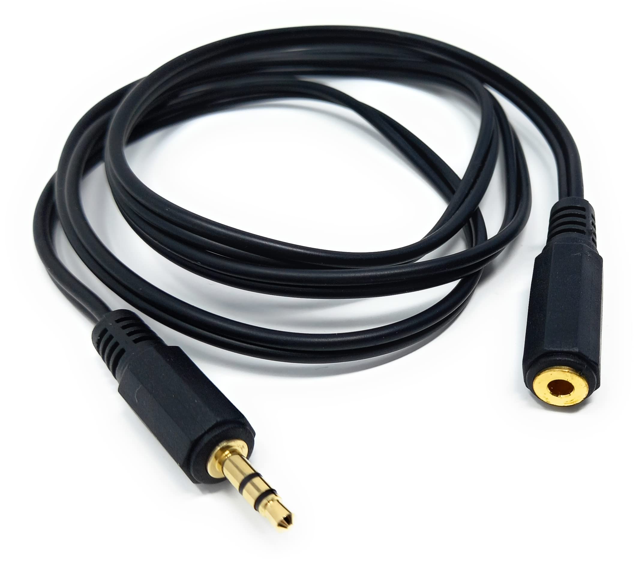 DRUT 1m 3.5mm to 3.5mm Stereo Audio Extension Cable Lead Male to Female Gold Connectors 3.3ft Black