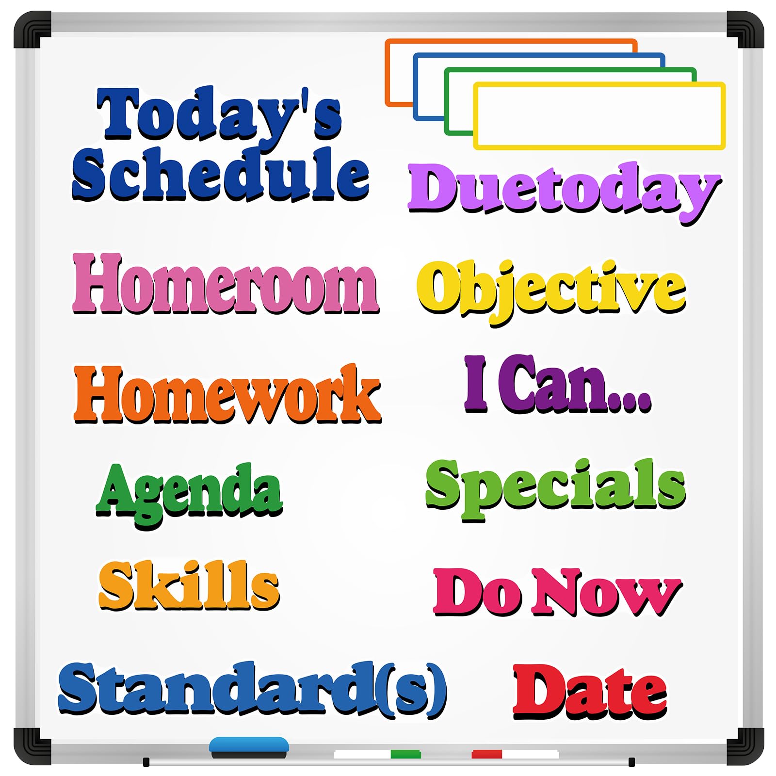 Photo 1 of Lemosae 16 Pcs Classroom Schedule Magnets Reusable Today's Schedules Magnetic Course Labels with Dry Erase Blank Magnetic Labels for Bulletin Board Whiteboard Homeschooling (Daily Schedules)