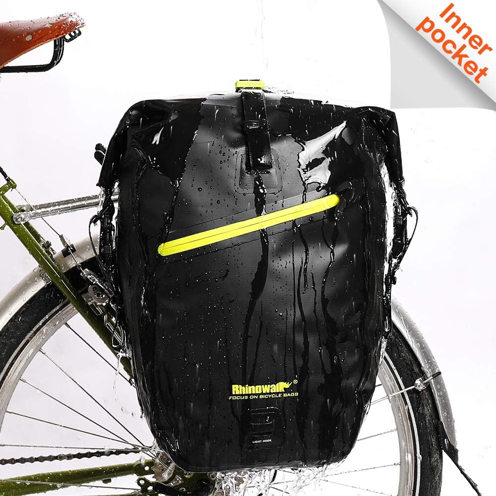 Rhinowalk 27L Waterproof Bike Pannier Bag with Shoulder Strap Green