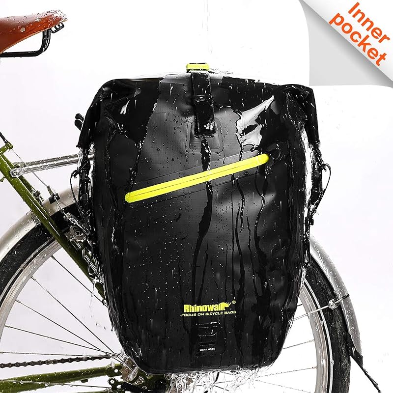 Rhinowalk 27L Waterproof Bike Pannier Bag with Shoulder Strap Green