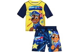 Nickelodeon Paw Patrol Boys Rash Guard Set - 2 Piece Chase Marshall TMNT UPF50 Swim Shirt & Swim Trunks for Toddler & Big Kid