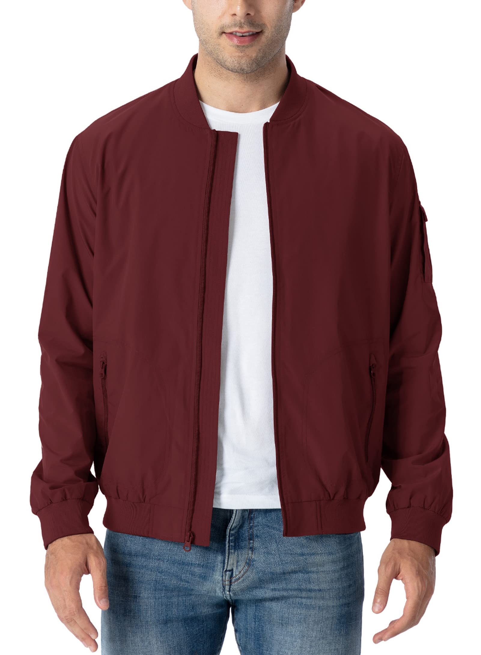 Men's Quilted Bomber Flight Jacket - Casual Winter Warm Windbreaker - Cotton Shell, Stand Collar