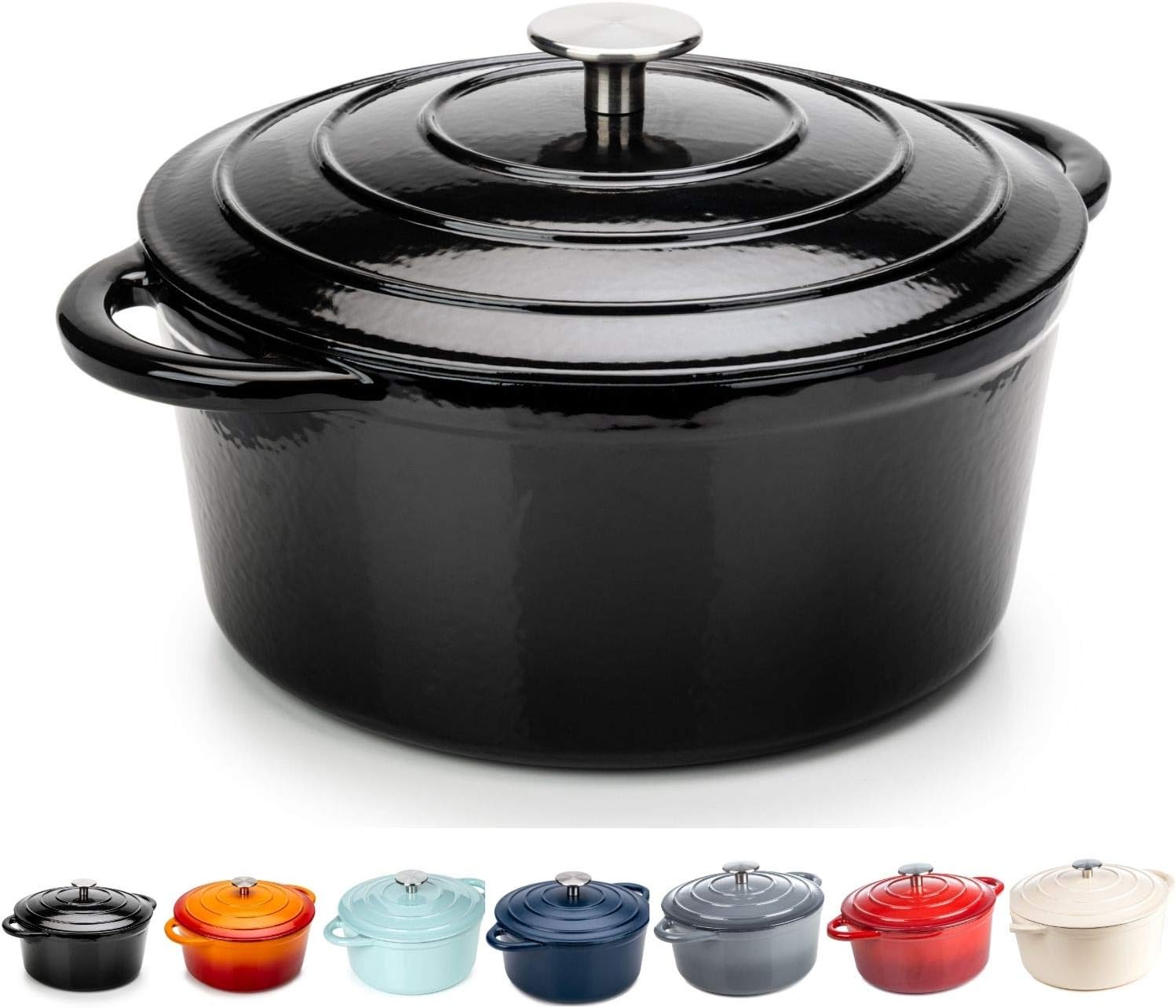 Round Casserole Dish Cast Iron Cauldron Induction and Gas Safe Non