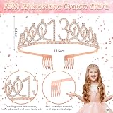 SWPEED 13th Birthday Gift Set Girls Sash Tiara Balloons Cake Topper Keyring Teen view 3