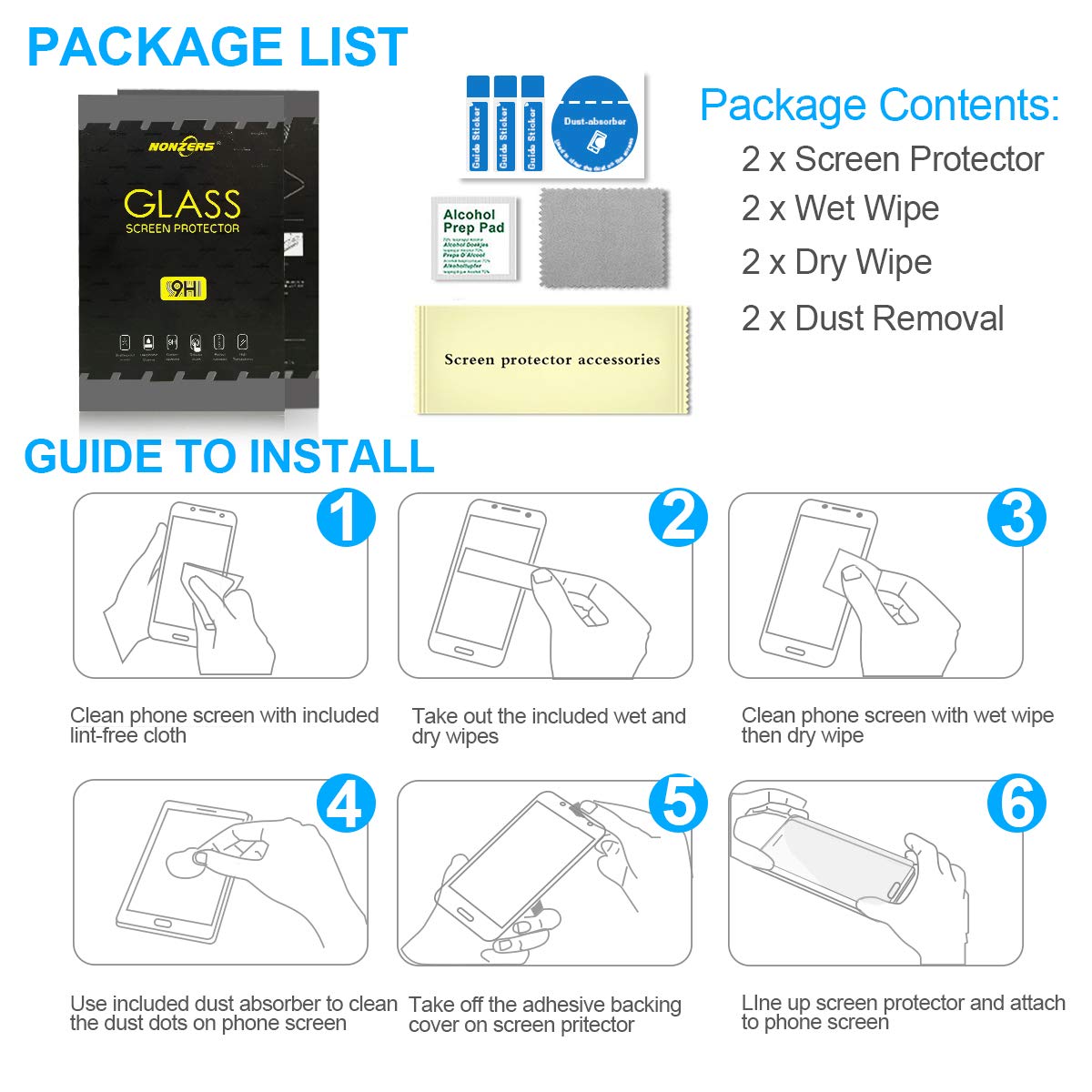 NONZERS [2 Pièces] Verre Trempé pour iPhone 8/ iPhone 7, [sans Bulles] [Anti-Rayures] 3 D Bords Arrondis Film Protecteur Vitre d\'Écran en Verre Trempé 9H Dureté et 3D Touch pour iPhone 8/ iPhone 7