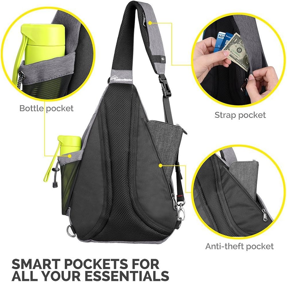 OutdoorMaster Sling Bag - Small Crossbody Backpack for Men & Women (Gray) : Sports & Outdoors