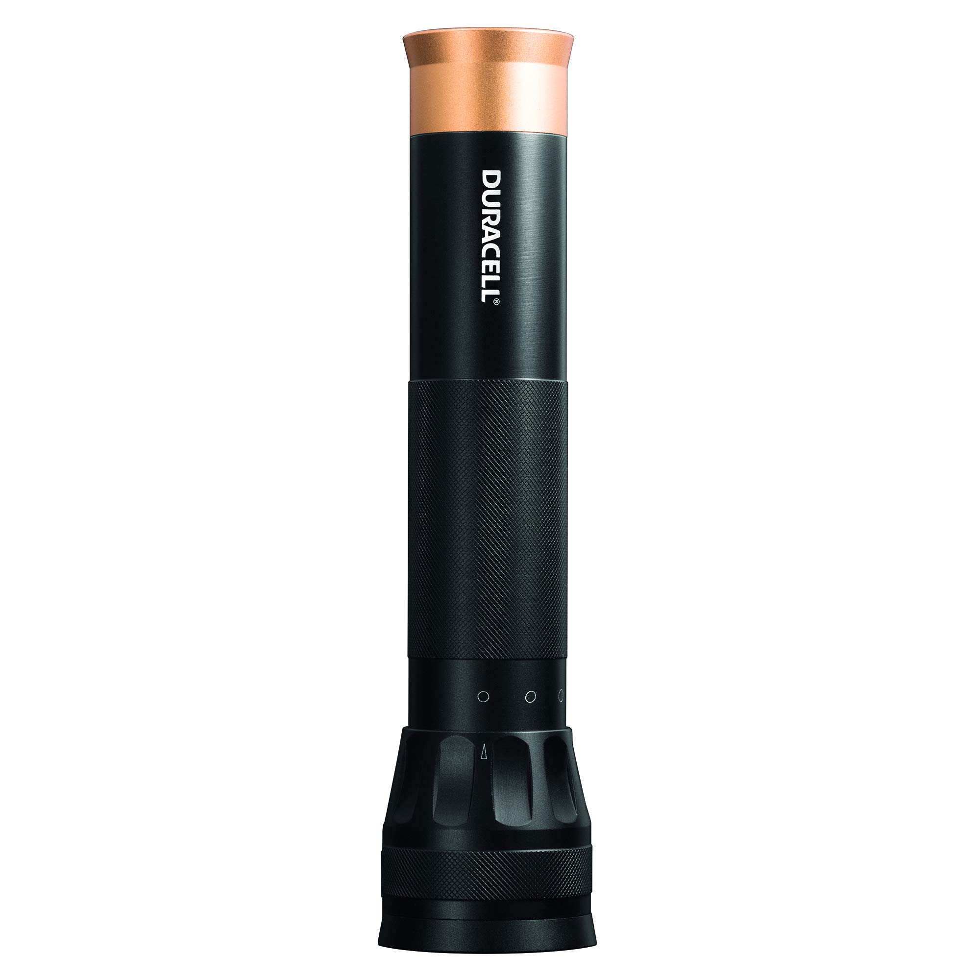 Duracell Flashlight, Tough FOCUS Series Torch, Bright 134 Lumen LED Light, Black Aluminium Finish, Duracell Batteries Included (Pack of 1) (FCS-10)