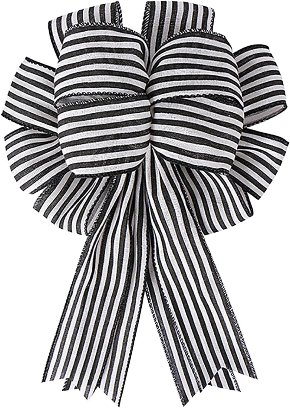 Bows & Ribbons - Large Black White Stripe Gift Bows Burlap Wreaths Bows Christmas Tree Topper for Wedding Holiday Birthday Party Decoration