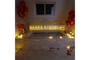 CHOOBLY Luminary Bags with LED Tea Light Candles, Balloons, and Rose Petals – Romantic Decorations for Proposals, Anniversaries, and Special Moments (Happy Birthday)