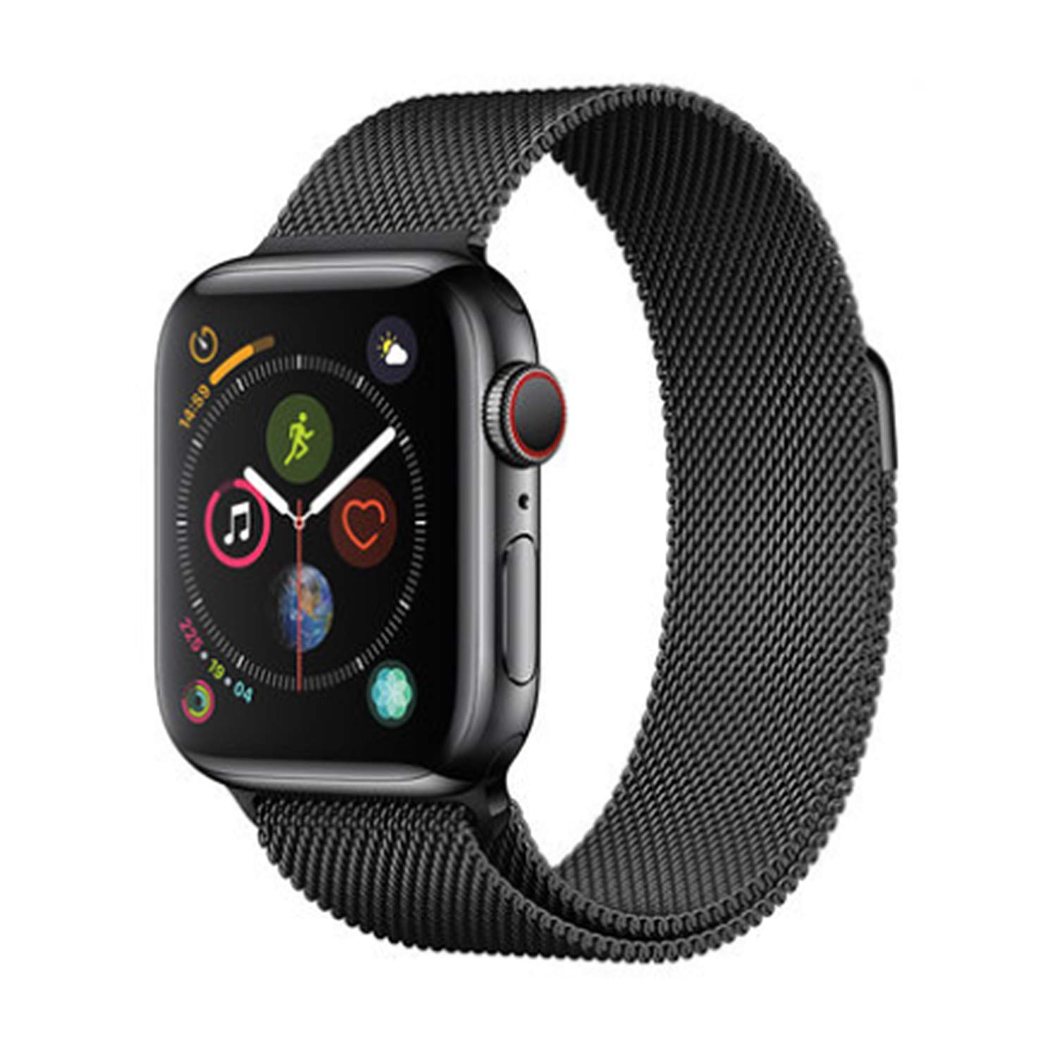 Compatible for Apple Watch Band 42mm 44mm, Stainless Steel Mesh Loop Bands with Adjustable Magnetic Closure Replacement for Iwatch Series 4 Black