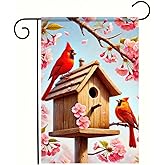 BlissYard Spring Welcome Cardinal Garden Flag 12x18 Double Sided Floral Red Bird Cardinal Yard Flags for Outside Holiday Seasonal Garden Decor Porch Lawn Outdoor Decorations Banner