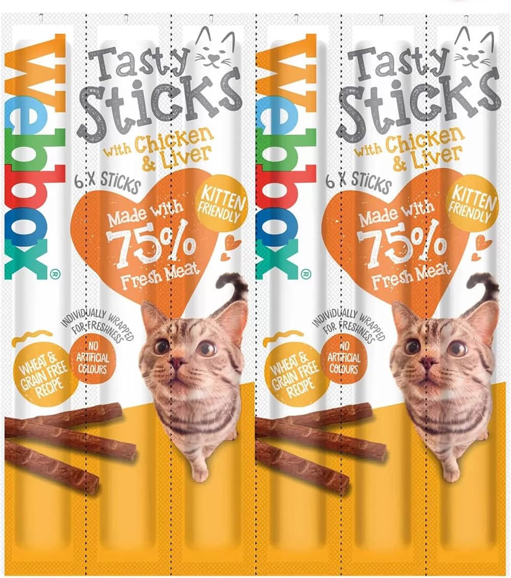 Webbox Cat Treat Chicken & Liver Sticks Pack of 6 x 30g