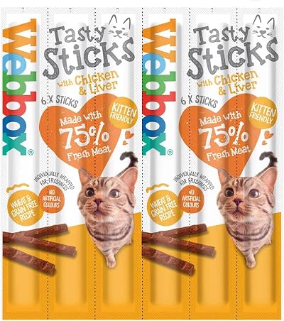 Webbox Cat Treat Chicken & Liver Sticks Pack of 6 x 30g