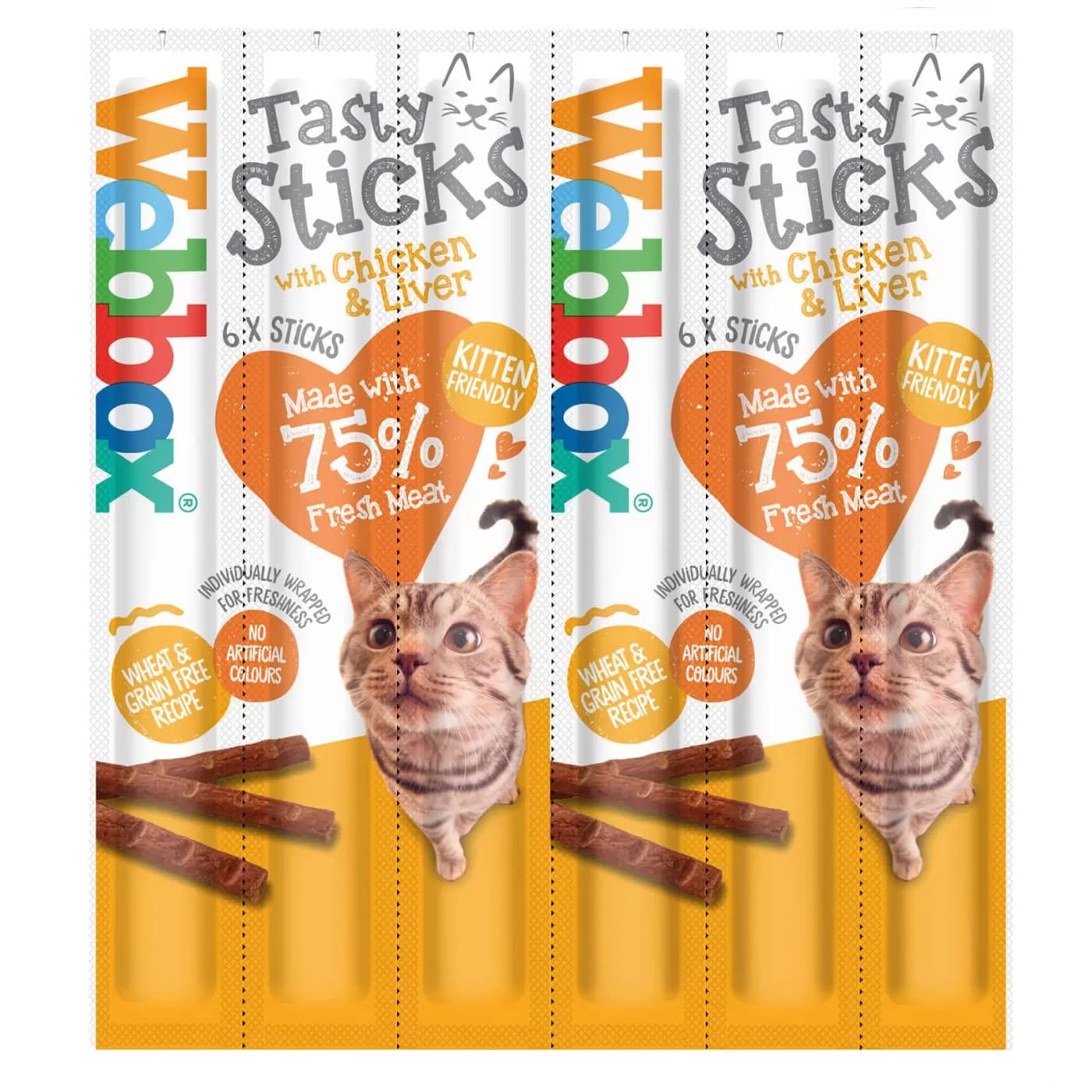 Webbox Cat Treat Chicken & Liver pack of 6 sticks, 30g