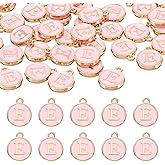 uxcell 52pcs Letter Charm, Enamel Letter Pendants, Alphabet E Pendants Double Sided Beads Charm for DIY Bracelet Necklace Pendants Earring Jewelry, Pink