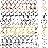 40Pcs Lobster Claw Clasp Keychain,Metal Lobster Clasp Swivel Trigger Clips with Flat Split Ring Swivel Trigger Clips for Jewelry DIY Craft Making (4 Colors)
