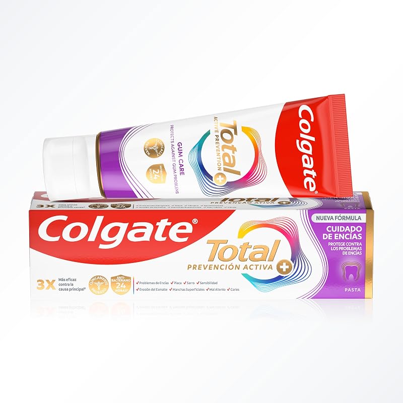 Colgate Total Ative Prevention + Pasta de Dentes para Cuidar das Gomas 4x75ml | 3 vezes mais eficaz no combate à causa raiz* dos problemas orais mais comuns