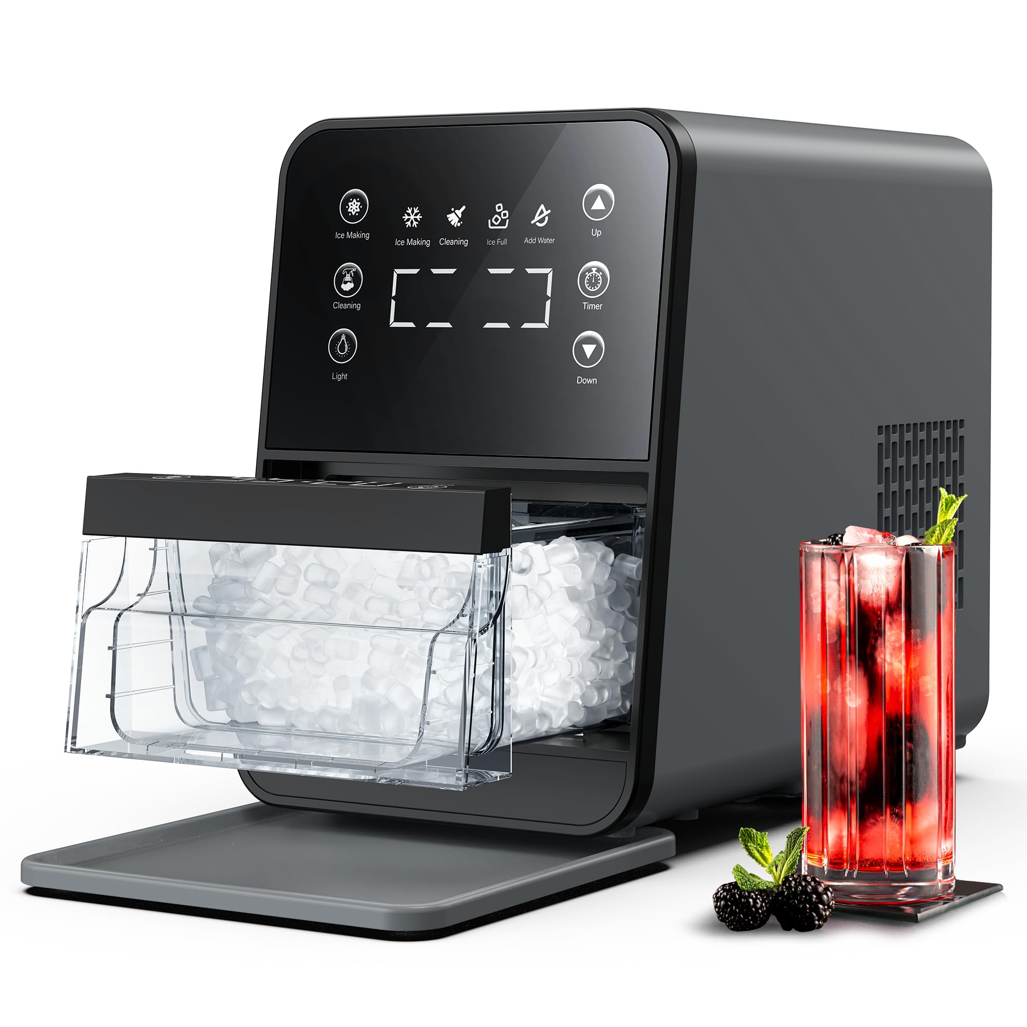 Photo 1 of ecozy Nugget Ice Maker Countertop, Intuitive EcoScreen, 40lbs/24H Chewable Pebble Ice, 3lb Pull-Out Basket, Self-Cleaning, One-Touch Timer – Perfect for Home, Drinks & Cocktails